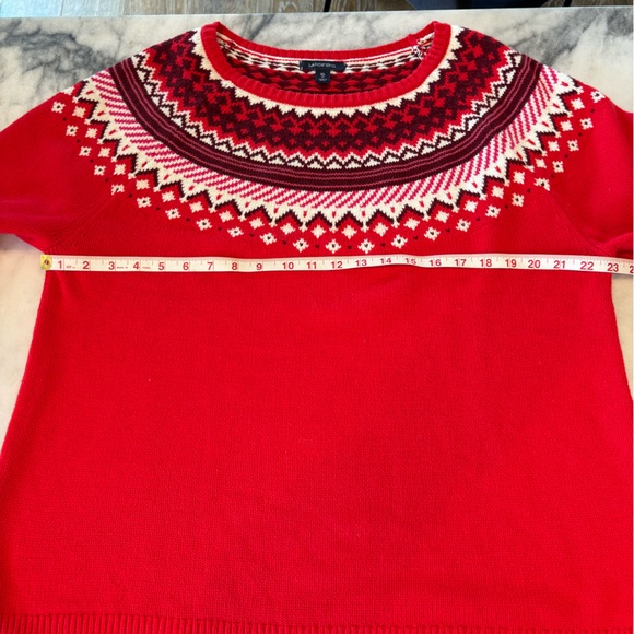 Lands End Red Fair Isle Sweater in Sz XL #0659 - Picture 5 of 6